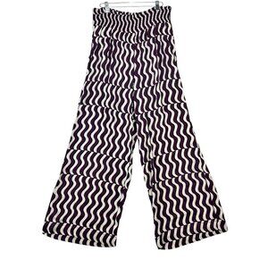 Maeve by Anthropology The Saria Smocked Wide-Leg Purple/Cream Pants Size L